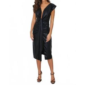 NEW MILIO MILANO women's deep v sleeveless dress in black